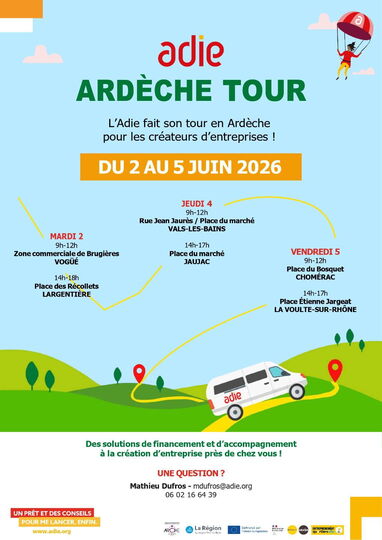 L’Adie fait son tour en Ardèche pour les créateurs d’entreprises !