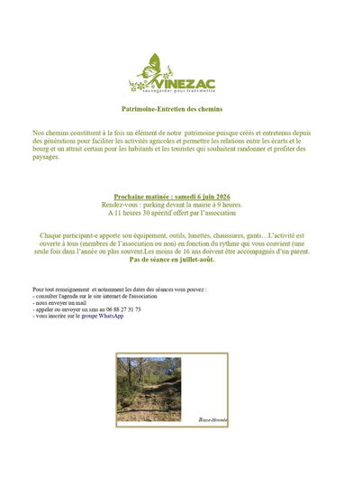Patrimoine-Entretien des chemins 6/06/2026